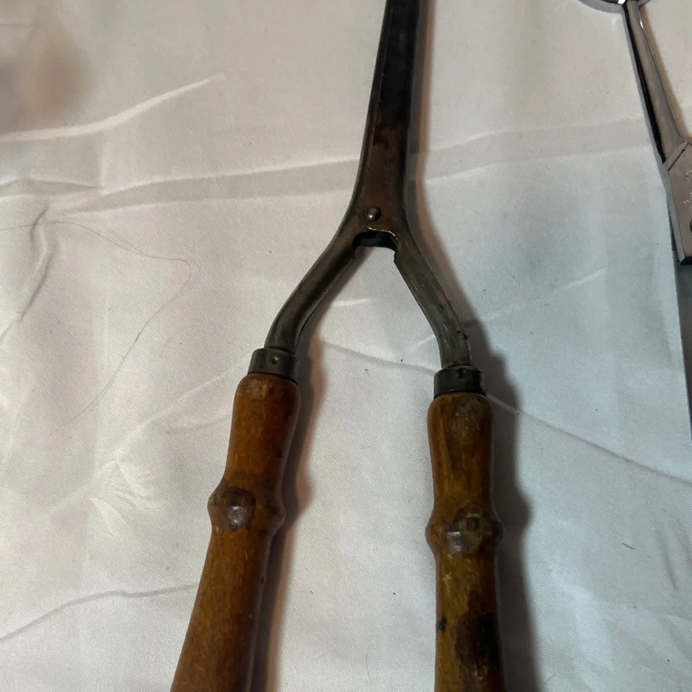 Antique Vintage Grooming Scissors Set - Silver and Brown
